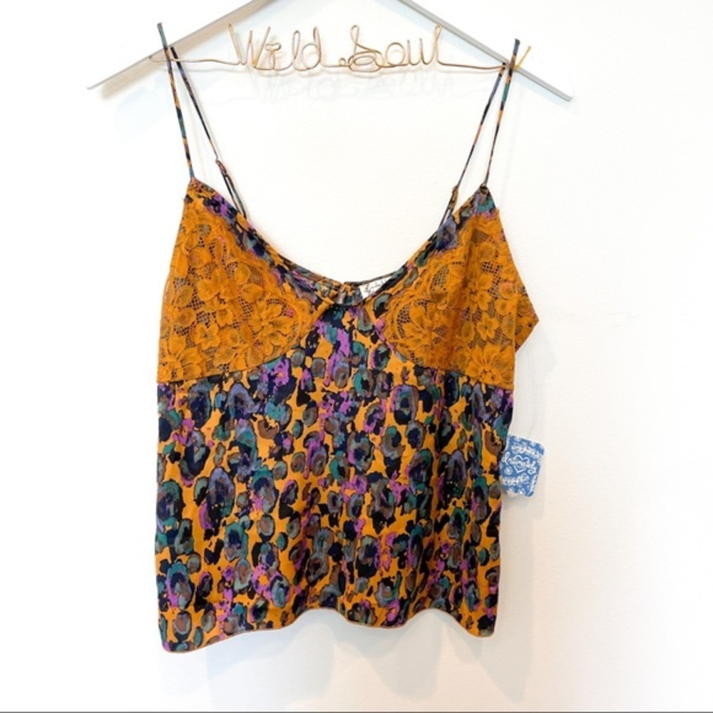 NWT FREE PEOPLE Little Dreams Leopard Lace Cami S - Picture 5 of 5